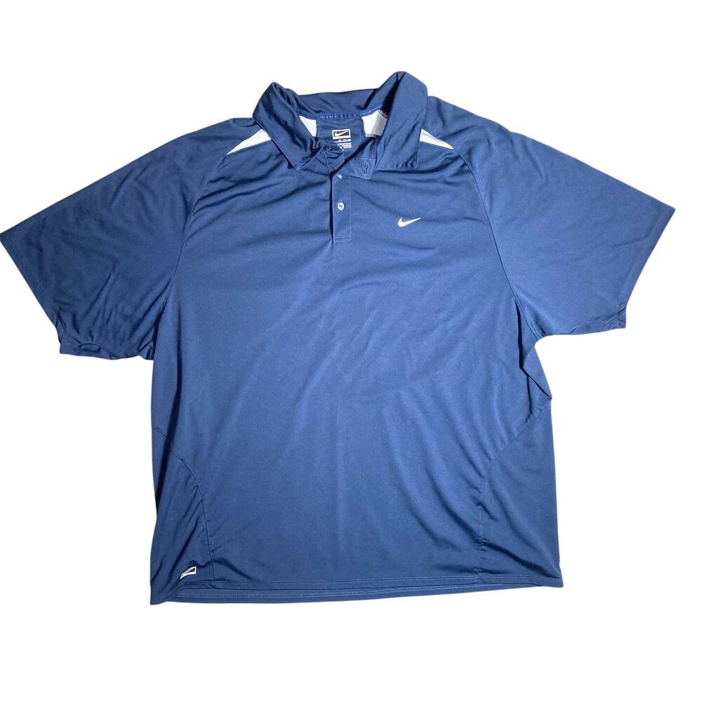 Nike Performance Men's XXL Golf Shirt Short Sleeve Top Collared Blue White